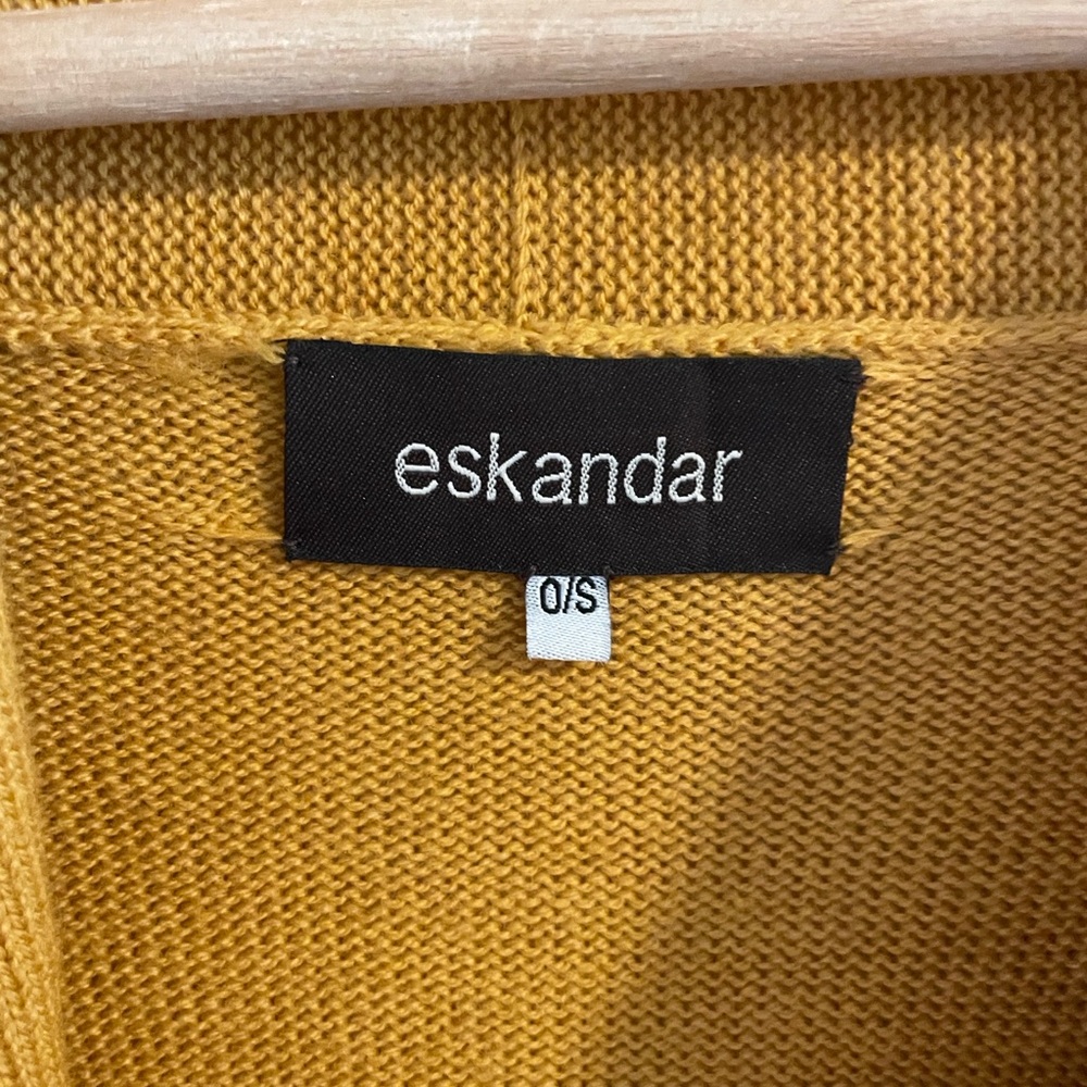 Eskandar Merino Wool Cape Cardigan Women’s One Size Mustard Yellow Lagenlook - Picture 8 of 11